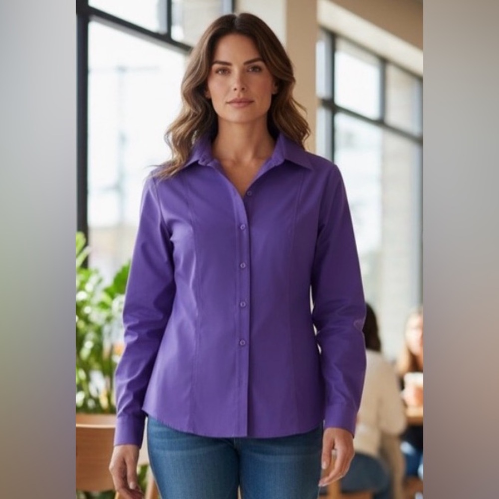 Chicos NO IRON size 0 purple professional shirt